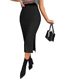 Zeagoo Women's Pencil Skirts Black High Waisted Skirts for Women Work Office Skirt Midi Soft Casual Skirt