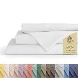 Linen Home 100% Cotton Percale Sheets Queen Size 4 Pc Cooling Set - White