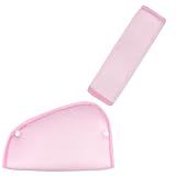 Kids Seat Belt Cover Pads, Universal Seat Belt Adjuster for Kids, HNHUAMING Kid's Shoulder & Belly Protective Padding for Travel, Soft Breathable Car Seat Straps Pads for Children, Pink