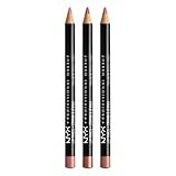 NYX PROFESSIONAL MAKEUP Slim Lip Liner Set, Long-Lasting Creamy Lip Liner Pack Of 3 (Peakaboo Neutral, Nude Pink, Ever)