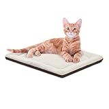 K&H PET PRODUCTS Self-Warming Cat Bed Pad, Self Heating Pad for Outdoor Cat Houses, Warming Mat for Indoor Pet Beds & Furniture, Reversible Blanket, Washable - Small 21 X 17in Oatmeal/Chocolate