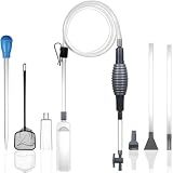 Aquarium Siphon Vacuum Kit with Turkey Baster, Fish Net for Tank Cleaning