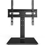 Universal TV Stand - Table Top TV Stand for 27-60 inch LCD LED TVs - 9 Level Height Adjustable TV Base Stand with Tempered Glass Base & Wire Management, VESA 400x400mm