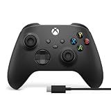 XBOX Wireless Gaming Controller + USB-C Cable | Carbon Black | Consoles, PCs, TVs, mobile, and more | Textured Grip | Wireless, Bluetooth, USB-C Connectivity