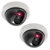 WALI CCTV Dome Fake Camera with Flashing Red Light, 2 Pack, White (SDW-2)