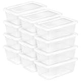 Sterilite 12-Pack 6 Quart Storage Boxes, Stackable Clear Plastic Bins with Snap-On Lids – Heavy-Duty Organizing Containers for Closet, Bathroom, and Office