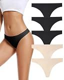 voenxe Seamless Women Underwear Thongs,No Show Ladies Workout Thong,5 Pack