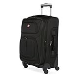 SwissGear Sion Softside Expandable Luggage – Carry-On Suitcase with 360 Degree Wheels & Retractable Handle – 21 Inch, Perfect for 1-3 Night Trips – Black
