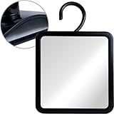 MIRRORVANA Dual Anti Fog Shower Mirror for Shaving with Hook for Hanging and Fogless Shatterproof Surface - Fill Back Chamber/Reservoir with Hot Water for Fog Free Shave (8" x 7", Black)