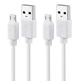 Smays USB to Micro USB Cable 3ft Charging Cord White 2-Pack
