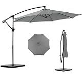NEWBULIG 10FT Patio Umbrella with Base Included, Offset Cantilever Outdoor Patio Table Umbrella, UV Protection, Fade Resistant Fabric, Easy Tilt Adjustment for Pool, Deck, Garden, Backyard, Gray