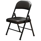 KAOCHA 1 Pack Bulk Folding Chairs with Padded Cushion, Single Black Steel Metal Frame Foldable Chair for Indoor and Outdoor, Portable Stackable Commercial Seat for Bedroom Patio Party Event