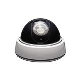 SABRE Fake Dome Security Camera, Flashing Red Light For Nighttime Visibility, Realistic Design Deters Intruders, Battery Operated, No Wiring Required, Fake Dummy Camera, White