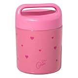 Paris Hilton Stainless Steel Food Jar, Double Wall Vacuum Sealed Insulated Food Storage Container with Carry Handle Lid, 12-Ounce, Pink with Heart Design