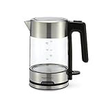 Amazon Basics Electric Kettle with Glass Carafe for Tea and Coffee, BPA-Free, Fast Boiling, Auto Shut-Off, 1 Liter, 1500W, Glass and Steel