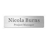 EDSG Custom Magnetic Name Tags Personalized Metal/Gold Name Badge Pin - 1 Inch x 3 Inches Engraved Tag with Pin or Strong Magnetic Backing for Business Employees, School, Office (Silver, 1“x3”)