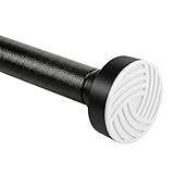 Matte Black Adjustable Shower Curtain Rod 1 Inch Diameter 29.5"-69.7" Inches - No Drill Tension Rod with Anti-Slip ABS Base, Stainless Steel Spring & Rust-Resistant Coating