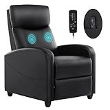Recliner Chair for Living Room, Leather Recliners, Home Theater Seating with Lumbar Support with Adjustable Backrest and Footrest, Modern Living Room Furniture with Padded Seat Backrest, Black
