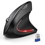 TECKNET Ergonomic Mouse, Wireless Bluetooth Vertical Mouse, 4800 DPI Optical Tracking, 6 Adjustable DPI, Quiet Clicks, 2.4GHz with USB A Receiver, 6 Buttons, Wide Compatibility - Black