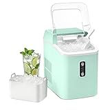 KMFurnila Nugget Ice Maker Countertop, Portable Ice Makers Machine with Removable Basket and Scoop, Self-Cleaning, Quiet, 6-Min Ready, 24lbs in 24Hrs, Visible, for Home, Party, RV, Camping, Green