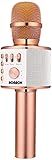 BONAOK Wireless Bluetooth Karaoke Microphone,3-in-1 Portable Handheld Karaoke Mic Speaker Machine Home Party Birthday for All Smartphones PC(Q37 Rose Gold)