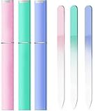 3 Pack Glass Nail Files for Natural Nail Professional Crystal Fingernail Files Double-Sided Etched Gentle Nail Care for Women Adults Pink,Green,Blue