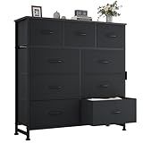 OLIXIS 9 Drawers Storage Organizers Units, Closet Organizers and Storage for Clothes, Fabric Storage Drawer for Living Room, Chest of Dresser in 39.4" D x 11.8" W x 39.9" H, Black