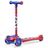 3 Wheel Scooter for Kids, Smooth Light Up LED Front Wheels, Wide Anti Slip Deck, Rear Foot Brake, Easy Lean to Steer Maneuvering, Indoor & Outdoor Ride On Toys for Ages 2 Up, Star Color
