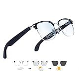 VUEEN LUMI Blue Light Blocking Smart AI Glasses, Polarized UV400 Bluetooth 5.3 Audio Eyewear for Men Women, IP65 Waterproof Voice Assistant Real-Time Translation for Driving Office and Travel Silver