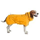 Spark Paws Dog Raincoat, Waterproof Windproof Rain Jacket, for Small Medium Large Extra Large Dogs, Reflective Breathable Full-Body Coverage Dry Suit - Mustard Yellow - 2XL