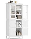 Akxomel 53.1" Tall Bathroom Storage Cabinet with 6 Doors and Adjustable Shlef, Bathroom Organizers and Storage, Linen Cabinet, Cupboard for Living Room, Kitchen, Entryway, White