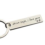 HubbgDesign Key Chain Drive Safe I Love You Engraved Initial Personalized Gift for Husband Boyfriend Keychain Gift Car Accessories (K)