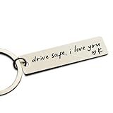 HubbgDesign Key Chain Drive Safe I Love You Engraved Initial Personalized Gift for Husband Boyfriend Keychain Gift Car Accessories (K)