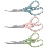 LONGKEY 8.5" Pastel Scissors 3-Pack, Ultra Sharp Stainless Steel