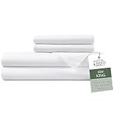 Hotel Sheets Direct 4 Piece Bed Sheet Set King Size, 100% Viscose Derived from Bamboo Sheets Set with 2 Pillowcases, Cooling & Breathable Luxury Bedding, Moisture-Wicking & Silky Soft Texture, White