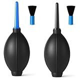 2 Pack Air Blower with Soft Brush, Versatile Manual Rubber Bulb Air Blower Blaster Pump Dust Cleaner Brush for Cameras, Microscopes, Telescopes, Musical Instruments, Keyboards, and Indoor Plants