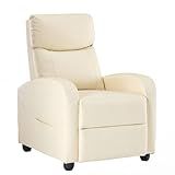 Sweetcrispy Massage Recliner Chair for Adults, Adjustable Home Theater Seating with Lumbar Support for Living Room, Modern Fabric Reclining for Small Space, Beige