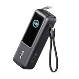 Anker Laptop Power Bank, 25,000mAh Portable Charger with Triple 100W USB-C Ports, Built-in Retractable Cables, Flight-Approved for Travel, iPhone 16/15 Series, MacBook, Samsung, and More