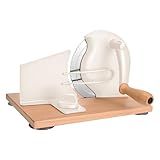 SOWKIPE Manual Bread Slicer with Hand Crank, Classic Home Bread Slicer for Homemade Sourdough, Rotary Slicer with Adjustable Thickness, Premium Stainless Steel & Powerful Suction Cups (White)