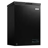 Igloo 3.5 Cu Ft. Upright Deep Freezer Chest- Deep Freezer with Quick Freezing System & Adjustable Thermostat- Low Noise Freezer with Removable Basket & LED Lights for Homes, Garages & Basements- Black