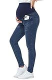 PACBREEZE Women's Maternity Jeans Over Belly Skinny Stretchy Denim Pants Comfy Slim Pregnancy Pants (Dark Blue, Large)