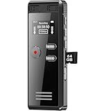 64GB Digital Voice Activated Recorder with Playback - 4552 Hours Audio Recording Device, 3072Kpbs HD Dual MIC Tape Recorder Device for Lecture A-B Repeat, MP3 Player,【64GB TF Card Included】