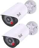 BNT Dummy Fake Camera, Surveillance Security CCTV Dome Camera, with One LED Light, Security Alarm Sticker Label (TC-W2), Security Camera Suitable for Indoor/Outdoor (2 Pack, White)