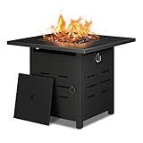 Shintenchi 30 inch Outdoor Propane Fire Pit 40,000 BTU Gas Fire Pit Table with Lid & Lava Rock, Waterproof Cover, Square Gas Firepit Table for Garden/Patio, CSA Certification