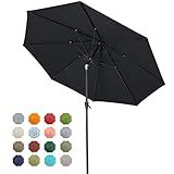 Tempera 9ft Patio Market Outdoor Table Umbrella with Push Button Tilt and Crank,Large Sun Umbrella with Sturdy Pole&Fade resistant canopy,Easy to set, Space Grey
