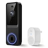 ByteSpin 1080P Smart Wireless Video Doorbell Camera with AI Motion Detection, Night Vision, Two-Way Talk, Cloud Storage, Indoor/Outdoor Surveillance, Battery Powered, 2.4GHz Wi-Fi