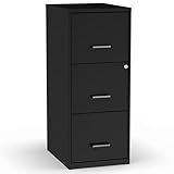 STAPLES 3-Drawer Vertical File Cabinet, Letter Size Documents, Lockable, 18.9" D x 14.3" W x 34.9" H, Black