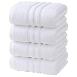 Velqora Large 100% Organic Cotton Bath Towels 4 Pack, 30x60 in, White