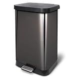 Glad 20 Gallon / 75.5 Liter Extra Capacity Stainless Steel Step Trash Can with CloroxTM Odor Protection, Pewter