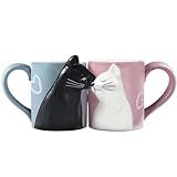 BigNoseDeer Couple Gifts Cute Kissing Cat Mug Matching Couples Stuff Ceramic Coffee Mugs for Wedding Gifts Anniversary Engagement Gift for Couples Cat Lovers 12oz